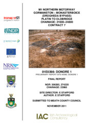 Object Archaeological excavation report, 01E0398 Donore 1, County Meath.cover picture