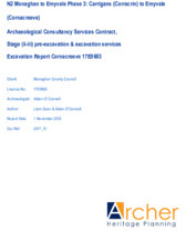 Object Archaeological excavation report,  17E0603 Carrigans to Emyvale (Cornacreeve),  County Monaghan.cover picture