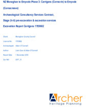 Object Archaeological excavation report,  17E0602 Carrigans to Emyvale (Corracrin),  County Monaghan.cover picture