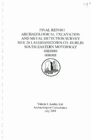 Object Archaeological excavation report,  00E0880 Site 28 Laughanstown,  County Dublin.has no cover picture
