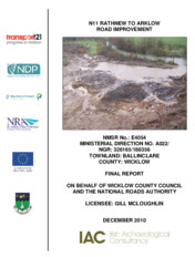 Object Archaeological excavation report,  E4054 Ballinclare,  County Wicklow.cover picture