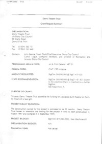 Object Grant request summary for grantee application G-07446 by Derry Theatre Trustcover picture