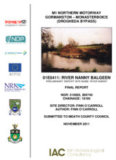 Object Archaeological excavation report, 01E0411 River Nanny Balgeen, County Meath.has no cover picture