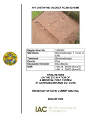 Object Archaeological excavation report,  10E0352 Garranedarragh 1a 1b,  County Cork.cover picture