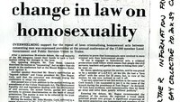 Object 1982 LGPSU Gay Rights Motion Article in Cork Examinercover picture