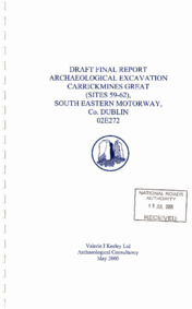 Object Archaeological excavation report,  02E0272 Sites 59-62 Carrickmines Great,  County Dublin.cover