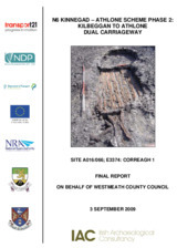 Object Archaeological excavation report,  E3374 Correagh 1,  County Westmeath.cover picture