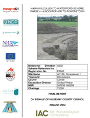 Object Archaeological excavation report, E3683 Coneykeare 1,   County Kilkenny.cover picture