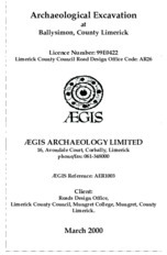 Object Archaeological excavation report, 99E0422 Ballysimon 2, County Limerick.cover