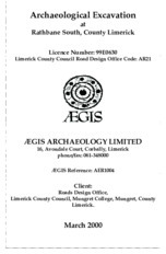 Object Archaeological excavation report, 99E0630 Rathbane South 1, County Limerick.cover