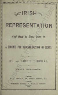 Object Irish representation and how to deal with it : a scheme for redistribution of seatshas no cover picture