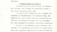 Object Letter from [Miss H.G. Wilson], Secretary, Irish National War Memorial Committee, Room No. 7, 102 Grafton Street, Dublin to the Organising Secretary, British Legion, Irish Free State Area.cover picture