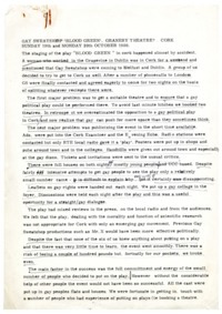 Object Gay Sweatshop performance Cork 1980 Report by Kieran Rosecover