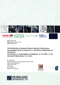 Object Archaeological excavation report,  E2581 Busherstown 4,  County Carlow.cover picture