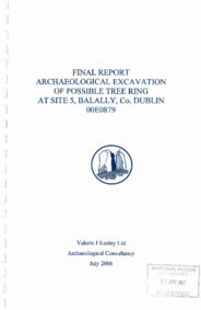 Object Archaeological excavation report,  00E0879 Site 5 Balally,  County Dublin.cover picture