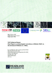 Object Archaeological excavation report,  E2493 Ballard,  County Offaly.cover picture