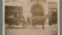 Object Photograph of Michael Davitt in a horse and carriage outside the Hôtel d'Angleterre in [Copenhagen, Denmark?]has no cover picture