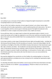 Object Coalition to Repeal the Eighth: Invitation letter to join the Coalitionhas no cover