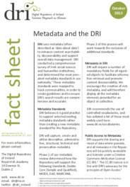 Object DRI Factsheet No. 1: Metadata and the DRI (2013 - 2019)has no cover