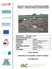 Object Archaeological excavation report, E3892 Rathcash East 1,   County Kilkenny.has no cover picture