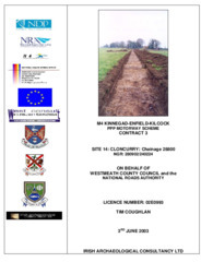 Object Archaeological excavation report,  02E0993 Cloncurry Site 14, County Kildare.cover picture