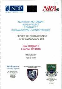 Object Archaeological excavation report, 02E0943 Balgeen 5, County Meath.has no cover