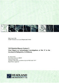 Object Archaeological excavation report, 04E0289 Rathpatrick 17, County Kilkenny.cover