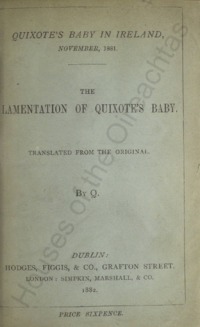 Object Quixote's baby in Ireland, November 1881 : the lamentation of Quixote's babycover