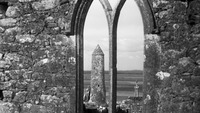 Object Clonmacnoise St. Finian's Tower seen through the south window of the Cathedral, Co. Offalycover picture