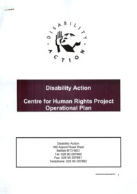 Object Operational plan for the Centre for Human Rights project by Disability Action Northern Ireland [DANI]has no cover picture