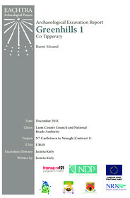 Object Archaeological excavation report,  E3638 Greenhills 1,  County Tipperary.cover picture