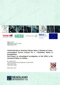 Object Archaeological excavation report,  E2958 Belan,  County Kildare.cover picture
