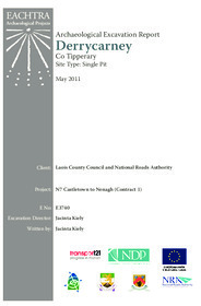Object Archaeological excavation report,  E3740 Derrycarney,  County Tipperary.cover