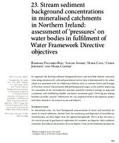 Object 23. Stream sediment background concentrations in mineralised catchments in Northern Ireland: assessment of ‘pressures’ on water bodies in fulfilment of Water Framework Directive objectiveshas no cover