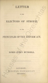 Object Letter to the electors of Stroud on the principles of the Reform Actcover picture