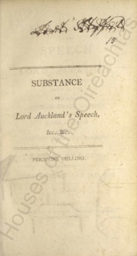 Object Substance of the speech of Lord Auckland, in the House of Peers, April 11, 1799, : on the proposed address to His Majesty, respecting the resolutions adopted by the two Houses of Parliament, as the basis of an union between Great Britain and Irelandhas no cover picture