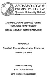 Object Osteological Analysis Appendices 7-9,  15E0136 Ranelagh,  County Roscommon.cover picture