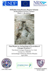 Object Archaeological excavation report,  03E1459 Lisnagar Demesne 3,  County Cork.cover picture